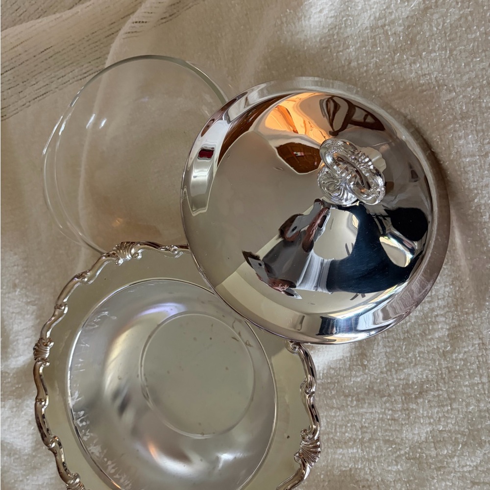 Elegant Silver Serving Dish with Lid